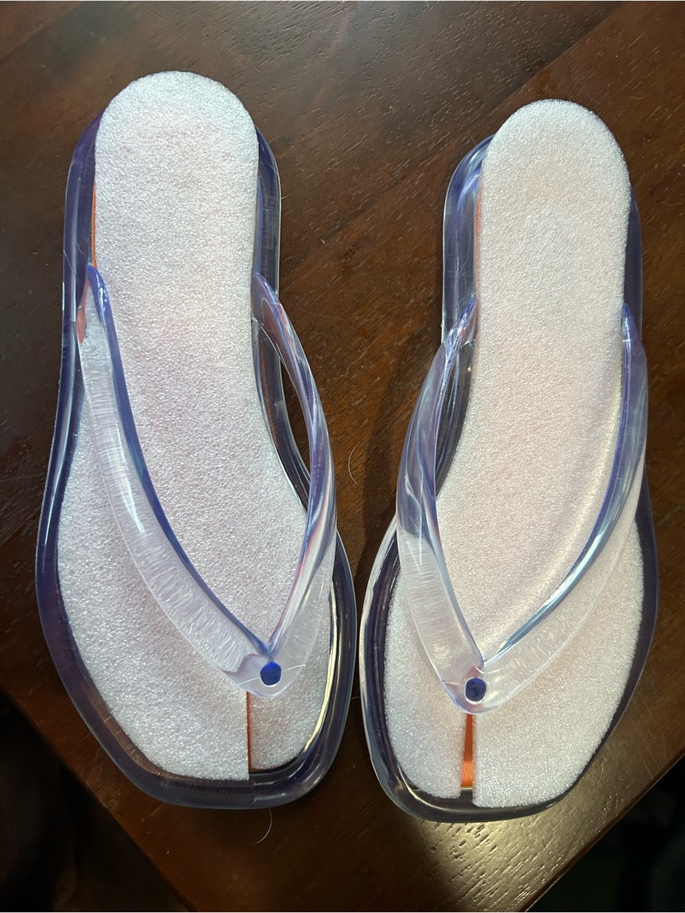 Clear Strap Women’s Flip Flop Sandals in Iridescent White